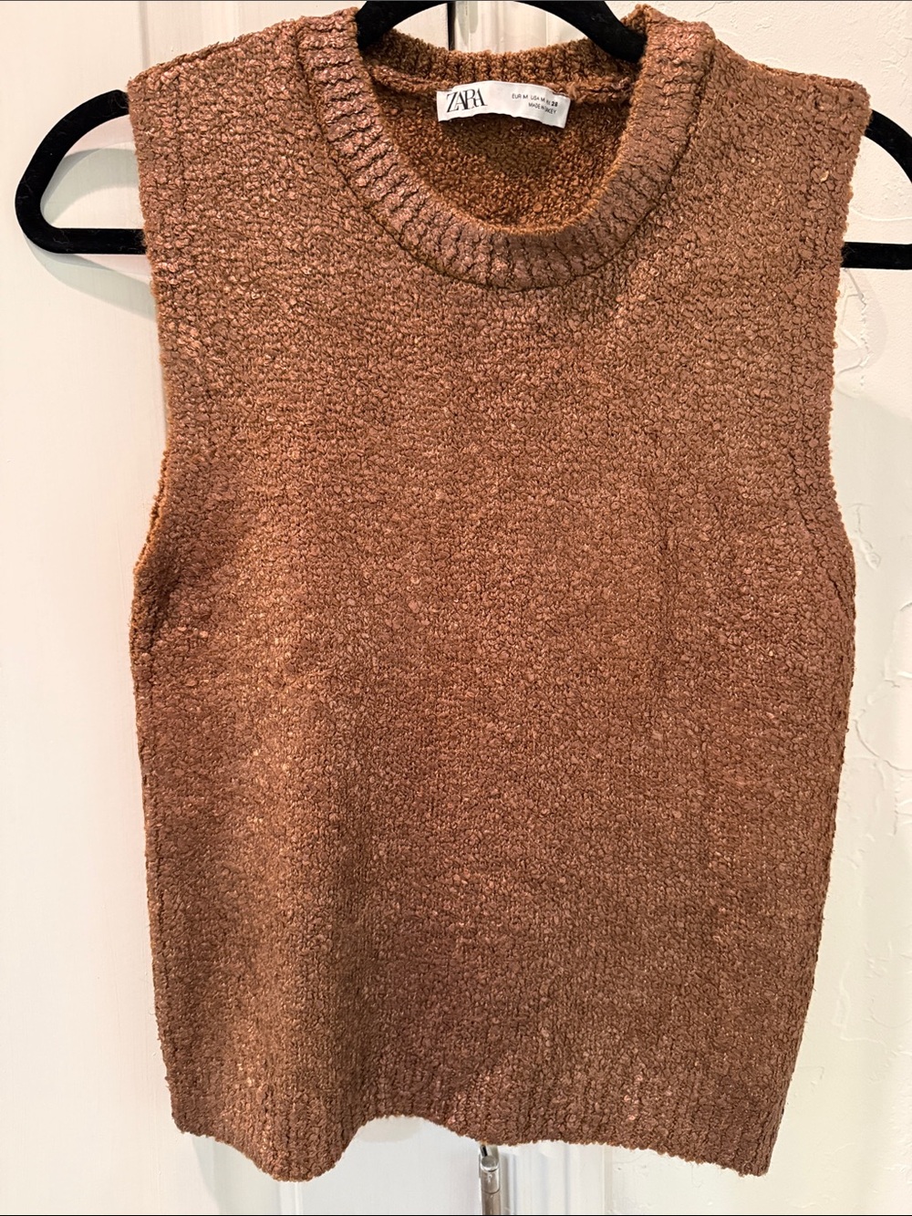 Zara Bouclé Knit Sleeveless Vest - Rust